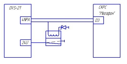 Схема соединения Procom DVS-21 и СКРС «Мегафон» с использованием реле